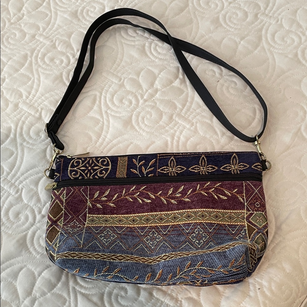 Artisan Blue, Purple and Gold Crossbody Bag
